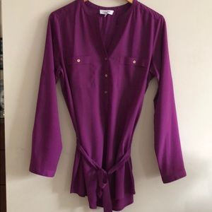 Calvin Klein, long sleeve blouse, purple, medium (1)
